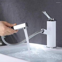 Bathroom Sink Faucets Faucet With Pull Out Sprayer Single Handle Basin Mixer Tap For And Cold Water Vessel