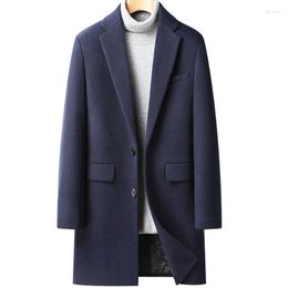 Men's Suits 2023 Men Mid-Length Woollen Suit Coat Simplicity Business Handsome Fashion Warm Jacket Autumn Winter Gentleman Casual Thick