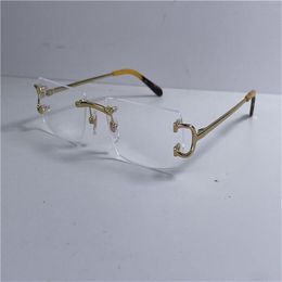New selling clear small lens frameless 18k frames gold-plated ultra-light square rimless optical glasses men business style eyewea289Z