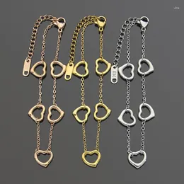 Link Bracelets Titanium Steel Jewellery Wholesale Letter 5 Heart Shaped Women's Foreign Trade Peach