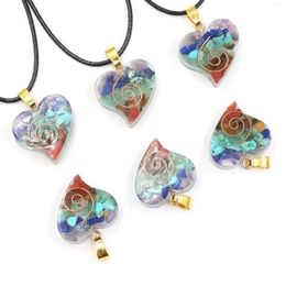 Pendant Necklaces Trendy Heart Necklace For Women Semi-precious Stones Natural Crystal Stone Resin Reiki 7 Chakra Charm Choker Jewellery