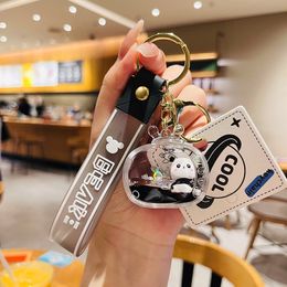 Refreshing Summer Panda Floating Bottle Creative Keychain Student School Bag Pendant Couple Small Gift Cute and Fun Small Gift