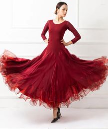 Stage Wear Standard Ballroom Dance Dresses Lady's 2023 Advanced Simple Waltz Dancing Skirt Women Red Competition Dress