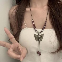 Pendant Necklaces Original Ethnic Style Necklace Retro Versatile Butterfly Colour Glazed Sweater Chain Long Spring/Summer Women's Floor