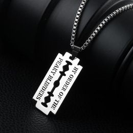 Pendant Necklaces Punk Hip Hop Stainless Steel Neck Chains For Men Women Razor Blade Necklace Rock Collares Male Streetwear Cool J2346