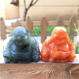 Decorative Figurines Natural Labradorite Quartz Crystal Hand Carved Buddha Statue Pendants Sculpture For Folk Crafts