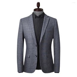 Men's Suits Trend Suit Blazer Men Casual Slim Plaid Jacket Korean Style Banquet Office Wedding Man Clothing