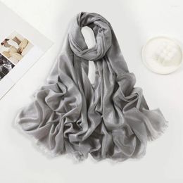 Scarves Soft Shawl Chic Stylish Women's Long Wide Windproof With Shiny Tassels Accessories For Retro Solid Colour Outfits Women