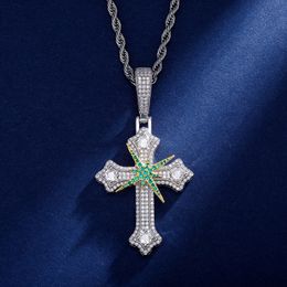 Hip Hop Rotatable Hexagram Cross Pendant Necklace Jewelry 18k Real Gold Plated Mens Relieve Stress Jewelry