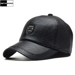 NORTHWOOD PU Leather Winter Baseball Cap Men Earflaps Casquette Homme Hat High Quality Gorras Para Hombre Adjustable 210726217B