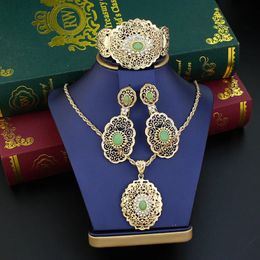 Wedding Jewellery Sets Gold Colour Arabic Bride Morocco Caftan Hollow Women Earring Bracelet Necklace Algeria Bijoux 231013