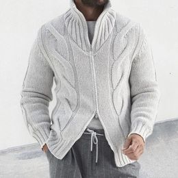 Men's Sweaters Turtleneck Knitted Cardigan Men Winter Warm Sweater Fashion Knit Jacket Stylish Jacquard Zip-up Sweatercoat Casual Streetwear