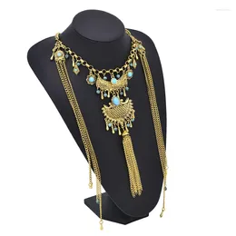 Pendant Necklaces Vintage Necklace Women Long Tassel Bell Carved Ethnic Gypsy Statement Charms Turkish Chokers Female