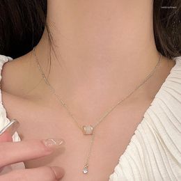 Pendant Necklaces Trendy Fine Cylinder Shaped Opal Necklace For Women Luxury Temperament Gold Color Chain Summer Jewelry Gifts