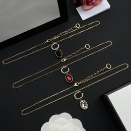 classic designer pendant necklace for women crystal rhinestone pendants letter g chain 18K gold plated choker wedding party Jewellery couple anniversary gifts