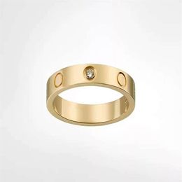 Designers Design Luxury titanium steel silver With diamonds love ring men and women rose gold rings for lovers couple gift 4mm 5mm237k