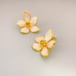 Hoop Earrings Copper Flower Luxury Design Earring For Women Golden Fashion Jewellery Decoration Accessory High Quality