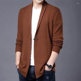 Men's Sweaters 2023 Winter Sweater Coats Men Fashion Autumn Slim Long Solid Color Knitted Jacket Mens Casual Cardigan