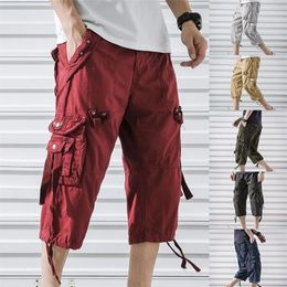 Men's Pants Cargo Shorts Men 2021 Arrival Summer Loose Multi Pockets Homme Streetwear277i