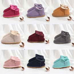 2024 Australia Warm Boots Mini Half Baby Snow Boot Ankle Boot Classic Winter Full Fur Fluffy Furry Baby Kids Booties Boys Girls Platform Booties Chestnut bfbg