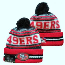 Men Knitted Cuffed Pom 49ER Beanies San Francisco Bobble Hats SF Sport Knit Hat Striped Sideline Wool Warm BasEball Beanies Cap For Women A13