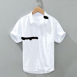 Men's Casual Shirts Patchwork Fashion Short Sleeve Shirt Summer Cotton Oxford Handsome Design Sense
