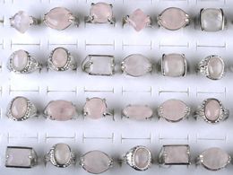 Cluster Rings 20pcs/lot Pink Natural Stone Finger Ring For Men Women Geometric Quartz Gem Wedding Party Jewellery