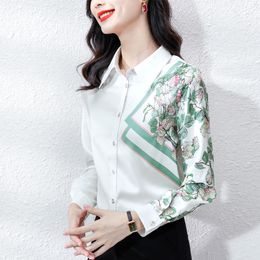 Luxury Designer Shirt Woman Long Sleeve Graphic Blouses Autumn Winter Fashion Runway Casual Versatile Shirt Plus Size 2023 Office Ladies Lapel Button up Shirts Tops