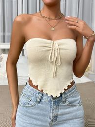 Women's Tanks Europe And The United States Summer Dress Sexy Wooden Ear Hanging Neck Sling Two Nightclubs Wearing Wrapped Tops