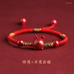 Charm Bracelets Twelve Zodiac Year Cinnabar Transfer Beads Handwoven Red Rope Bracelet