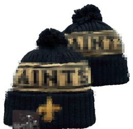 Men Knitted Cuffed Pom Saints Beanies New Orleans Bobble Hats Sport Knit Hat Striped Sideline Wool Warm BasEball Beanies Cap For Women a1