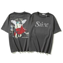 Men Cotton T Shirt Vintage Grey Printed Short sleeve T-Shirts Men's Womens Hip Hop Tee Size M-2XL282A