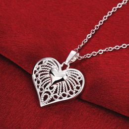 Chains 925 Sterling Silver Trend Romantic Heart Pendant Necklace For Women Holiday Gift Wedding Accessories Party Fashion Jewelry
