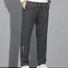 Men's Pants Adjustable Waist Cozy Winter Soft Thick Elastic Loose Straight Fit With Drawstring Pockets For Fall