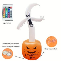 1pc, Halloween Inflatable Ornaments Ghost Inflatable Tumbler Remote Control Lights Horror Sound Effects, Outdoor Decor, Yard Decor, Halloween Decorations,