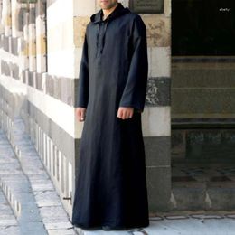 Ethnic Clothing Arabian Style Simple Long Men's Hooded Shirt Muslim Robe Fashion Abaya Dubai Arabic Islamic