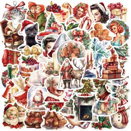 50Pcs Cartoon Vintage Christmas Stickers Non-Random for Car Bike Luggage Sticker Laptop Skateboard Motor Water Bottle Snowboard Wall Decals Kids Gifts