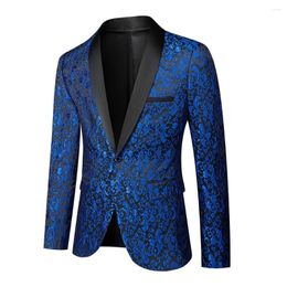 Men's Suits Men Suit Coat Pattern Bright Jacquard Fabric Contrast Colour Collar Party Luxury Design Causal Fashion Slim Fit Blazer