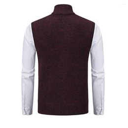 Men's Vests Warm Sweater Vest For Men Stylish Knitted Zipper Stand Collar Sleeveless Cardigan Work Casual