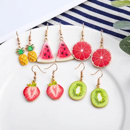 Dangle Earrings Korean Cute Lady Fruit Jewellery Creative Watermelon Strawberry Grapefruit Kiwi Pineapple Girl Gift