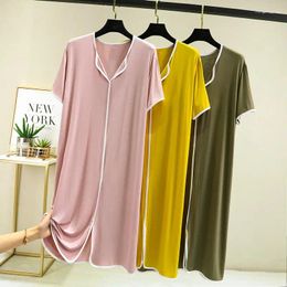 Women's Sleepwear Modal Pyjama Dress Est Summer Short Sleeve Loose Thin Mid-long Sexy Lingerie Women Body Nightgowns