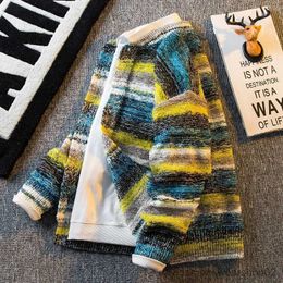 Herrenjacken, neuer Farbverlauf, gefärbt, kleiner, duftender Pullover, Herrentrend 2023, neuer und fauler Strickjackenmantel für Paare, R231016