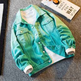 Men's Jackets Tie dyed gradient denim jacket for men's jacket Spring and Autumn style trendy high street couple jacket R231016