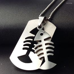 Pendant Necklaces 1 Stainless Steel Double Layer Fish Bone Necklace Detachable Nautical Beach Sea Bottom Animal Gift Jewellery