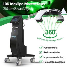 Newest 10D Lipo Laser Slimming Machine Body Sculpt Green Light Painless Loss Weight Fat Reduction Body Master Slim Reduce Cellulite Fat Dissolving Beauty Machine