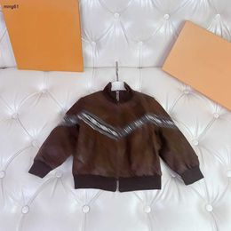 brand Autumn baby Fur Coat Splicing design Kids leather jacket Size 100-150 CM Logo gravure printing baseball uniform for boys Sep25