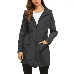 Women's Jackets Winter For Women Plus Size Autumn Clothing Solid Rain Jacket Outdoor Waterproof Hooded Raincoat