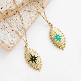 Pendant Necklaces Boho Enamel Star For Women Girls Luxury Stainless Steel Choker Chain Necklace Trendy Jeweley Accessories 1Pcs