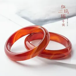 Bangle Red Agate Women Natural Stone Bracelet Healing Gemstone Fine Jewelry Genuine Stripe Bangles Girlfriend Mom Gift