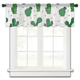 Curtain Cartoon Cactus Green Short Sheer Window Tulle Curtains For Kitchen Bedroom Home Decor Small Voile Drapes